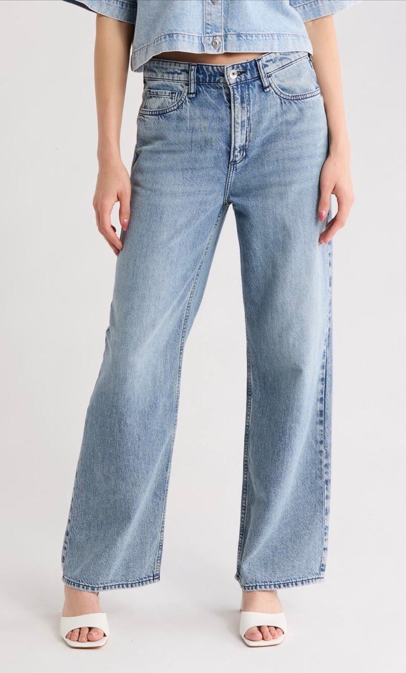 rag & bone Cloud Lori Jeans Wide Leg Light Blue Wash size 24